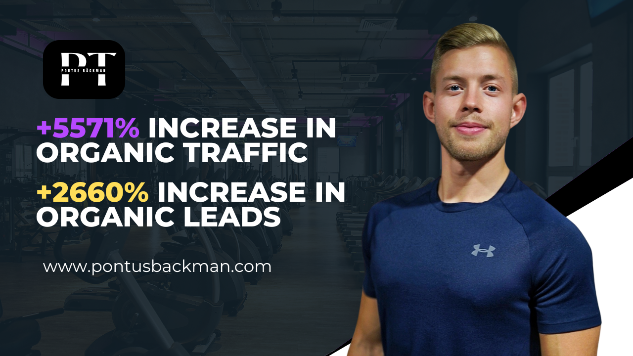 Pontus Bäckman and numbers showing his success with using WP SEO AI to drive traffic to his personal training website