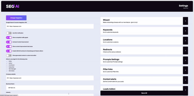 WP SEO AI - Settings