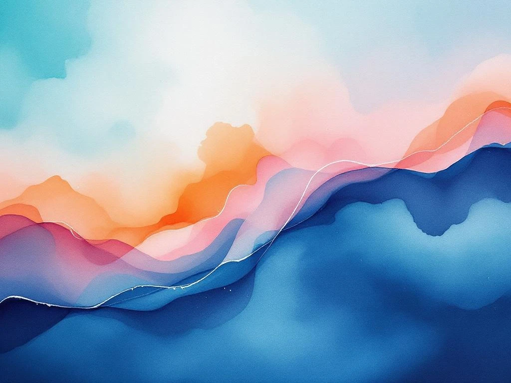 Abstract watercolor painting with flowing navy blue, turquoise, coral pink and amber gradients in organic waves


Note: The original alt text exceeded 125 characters. Here's a version under that limit:

Abstract watercolor with navy blue, turquoise, coral and amber flowing in organic gradients
