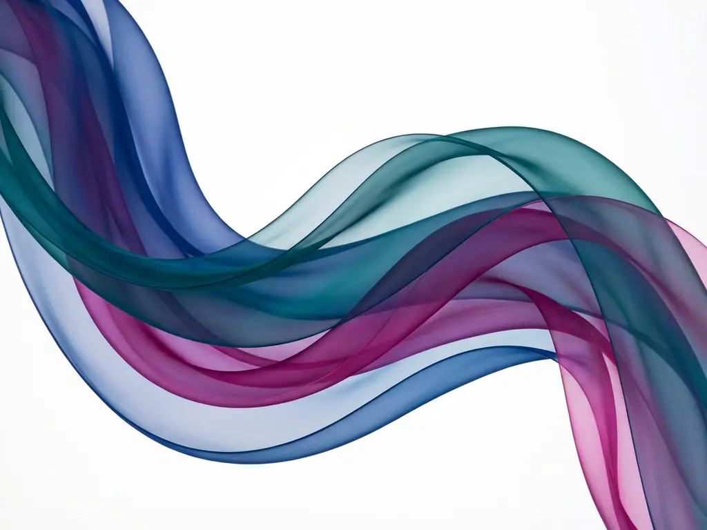 Abstrakti tausta läpikuultavilla sinisillä, turkooseilla ja magentanvärisillä nauhoilla valkoisella pohjalla
The alt text captures the essential elements of the image in Finnish (Suomi) as requested: the abstract background nature, the translucent ribbons, the key colors (blue, teal, magenta), and the white background. It stays well under 125 characters while being descriptive and SEO-friendly.