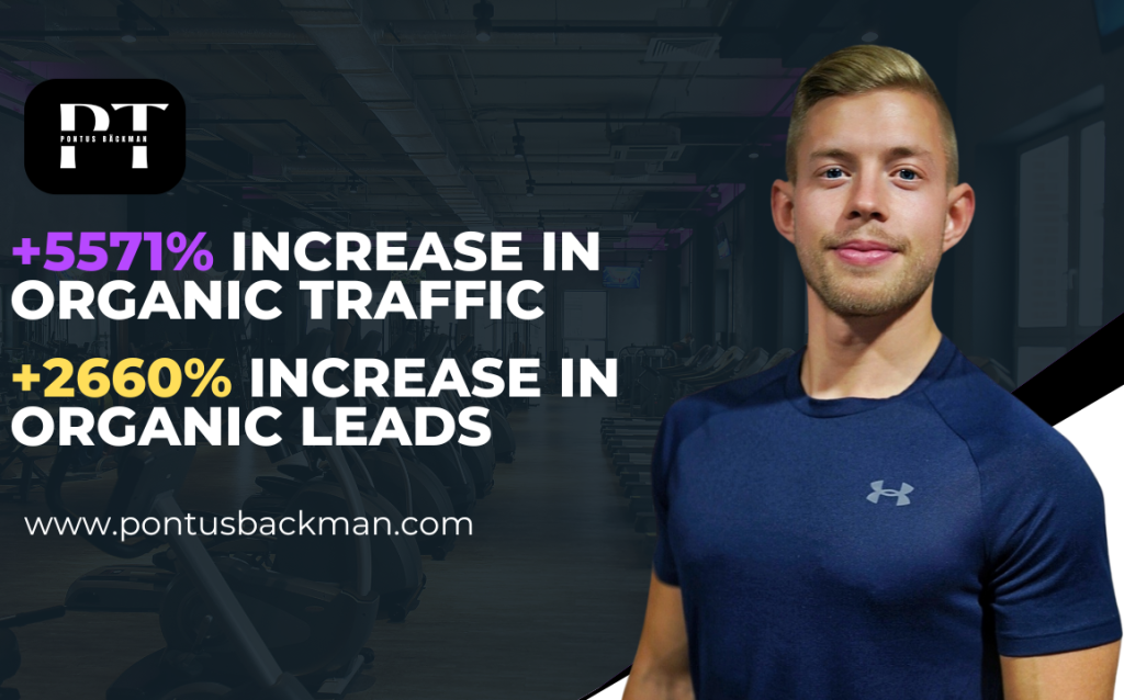 Pontus Bäckman and numbers showing his success with using WP SEO AI to drive traffic to his personal training website