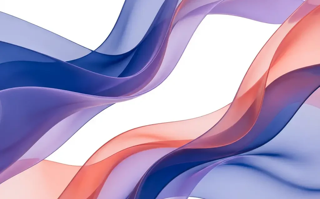 Translucent ribbons in sapphire blue, violet, and coral flowing gracefully across white space with soft gradients and depth


Note: The alt text exceeds 125 characters. Here is a compliant version:

Translucent blue, violet, and coral ribbons flowing with soft gradients against white space