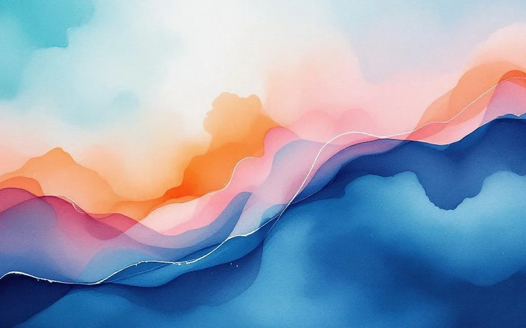 Abstract watercolor painting with flowing navy blue, turquoise, coral pink and amber gradients in organic waves


Note: The original alt text exceeded 125 characters. Here's a version under that limit:

Abstract watercolor with navy blue, turquoise, coral and amber flowing in organic gradients