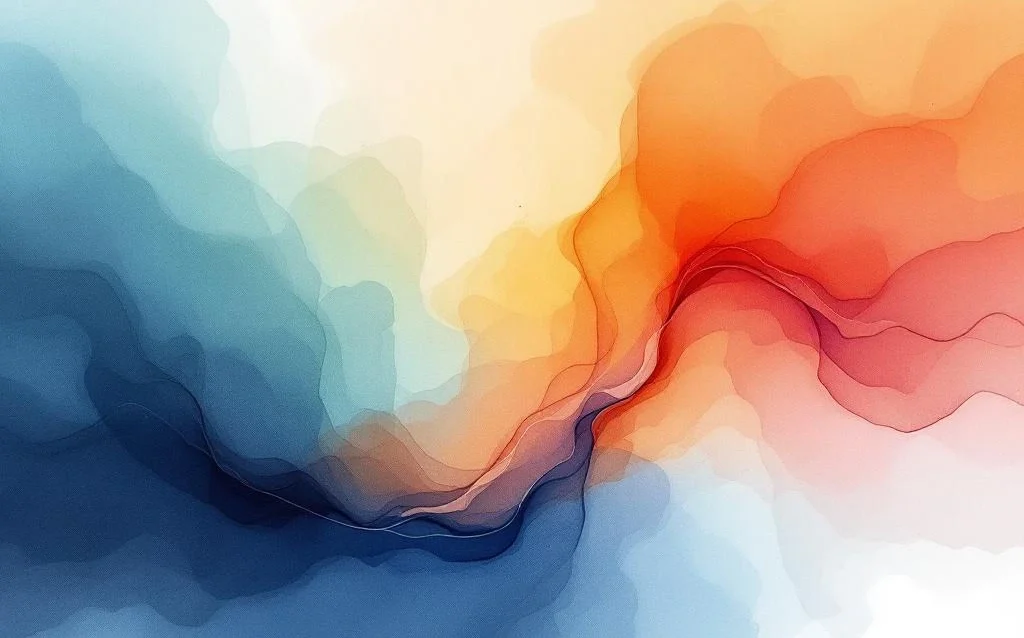 Abstract watercolor painting with flowing ocean blue, coral orange, sage green, and amber washes on white background


Note: The previous response exceeded 125 characters. Here is the corrected version:

Abstract watercolor with flowing blue, coral, green, and amber washes blending organically on white canvas