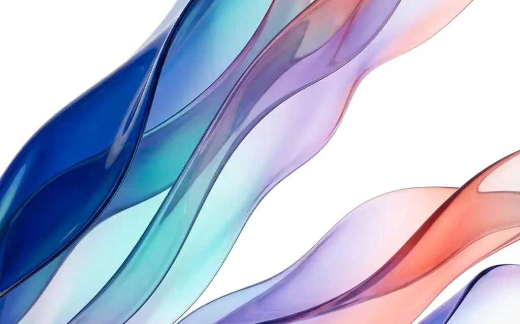 Fließende transluzente Bänder in Blau, Türkis, Violett und Koralle auf weißem Hintergrund mit organischen Wellen


Layered translucent ribbons of deep sapphire blue, luminous teal, soft violet, and warm coral flowing in elegant organic waves across a pure white backdrop, smooth silk-like surfaces overlapping to create dimensional depth through transparency, gentle curvature suggesting upward movement and growth, rich saturated hues softened through gradient blending, glass-like clarity with defined yet feathered edges, even diffused lighting across the entire composition, large areas of pristine white negative space framing the color flow, surfaces reminiscent of suspended liquid light or polished resin, seamless transitions between color zones, intricate layering creating visual complexity while maintaining clean readability, highly detailed digital rendering with smooth anti-aliased curves, atmospheric sense of elevation and authority, premium editorial quality abstract background, vivid color palette with controlled intensity, no textures or grain, crystalline clarity throughout.